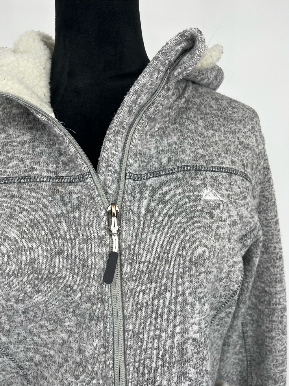 Snozu Light Heather Gray Sherpa-Lined Zip Hoodie Jacket - Picture 3 of 11